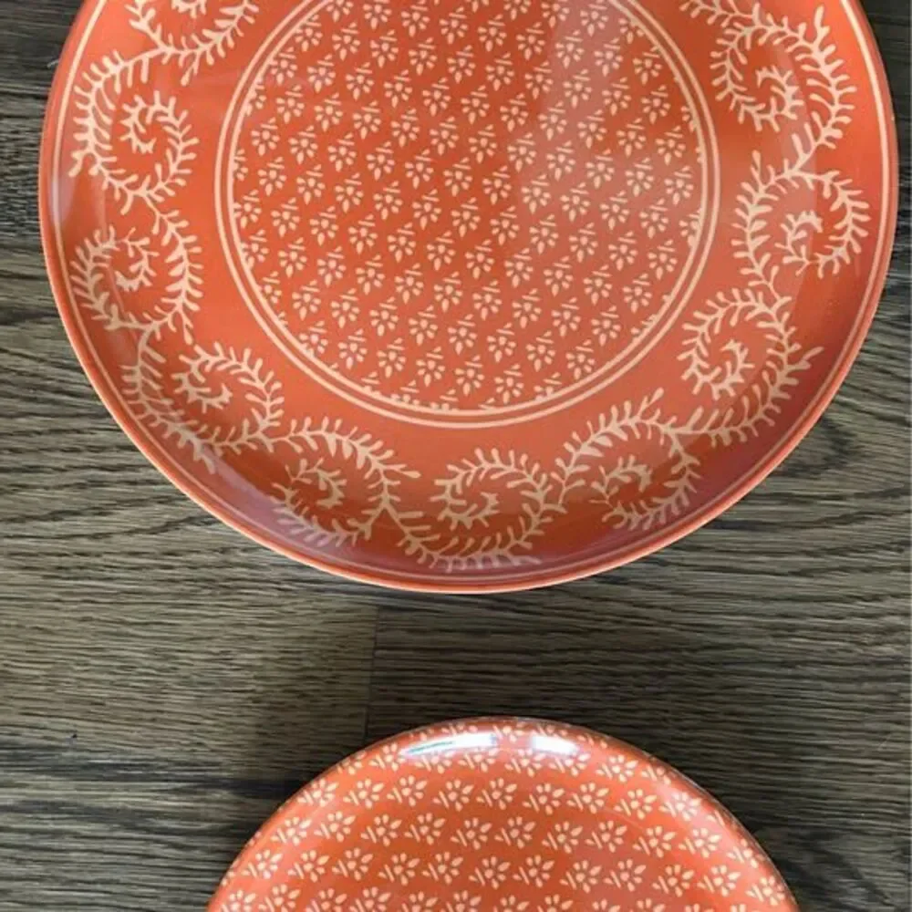 Precidio Melamine Dinner & Salad Plates; Green/Orange/Yellow (13 Total)